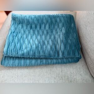 Set of 2 Teal Textured Smocked Pillow Shams | Standard Size Boho Bedding